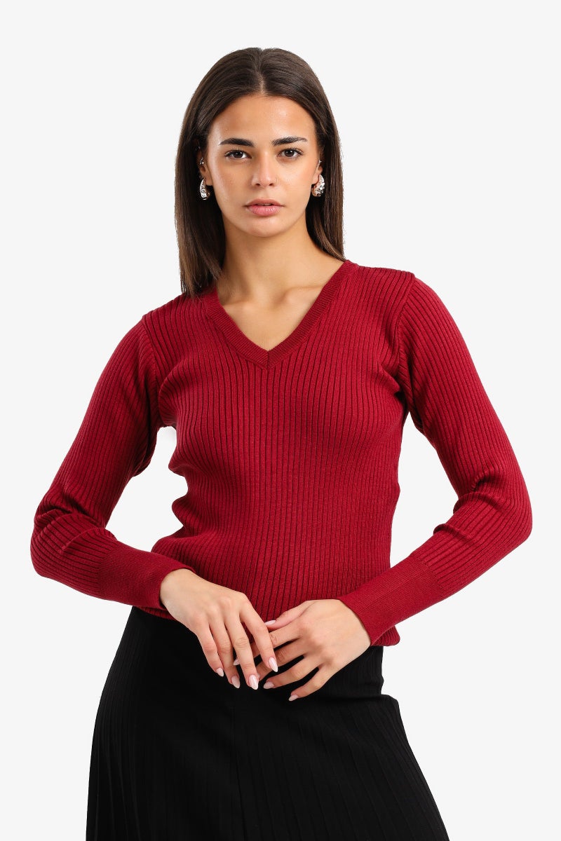 Clue V-Neck Ribbed Pullover - Image 1